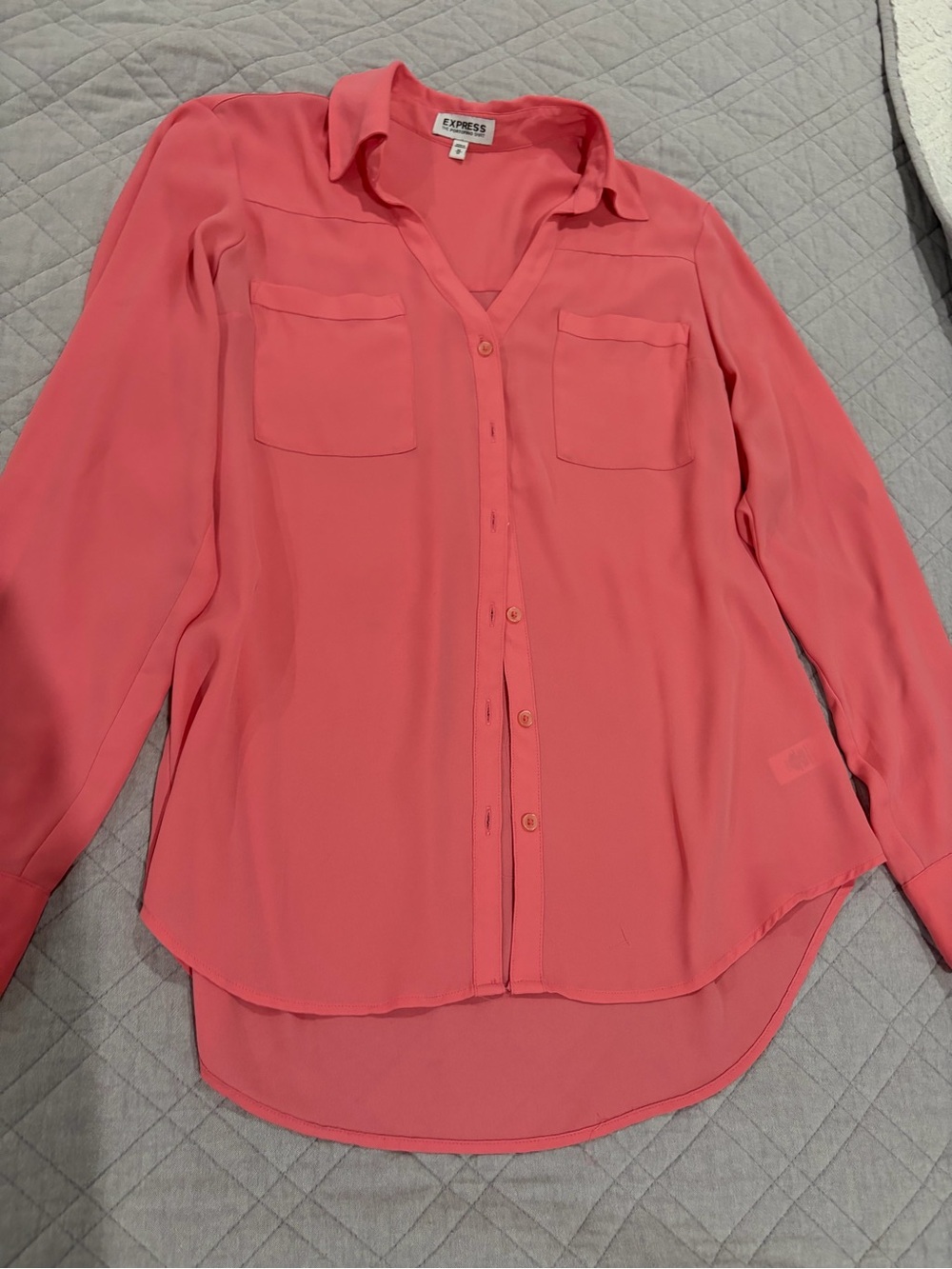 Express Women's Coral Pink Button-Up Blouse